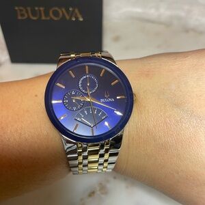 Bulova 98C132 Men's 42mm Two Tone Retrograde Dress Watch-